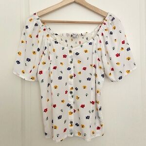 Madewell floral top, button down, XS